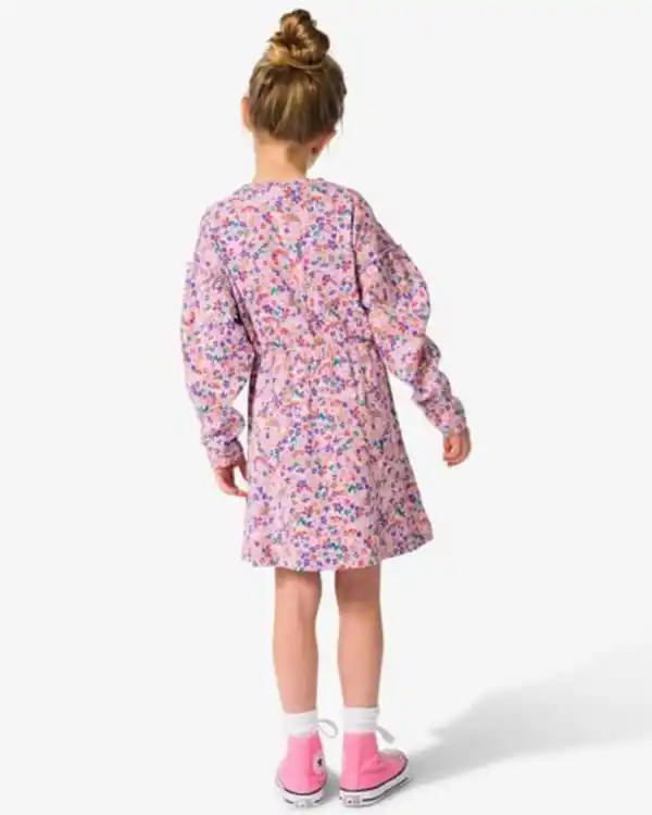 Bild 4 von Kinderkleid gerippt mit Blumen lavendel