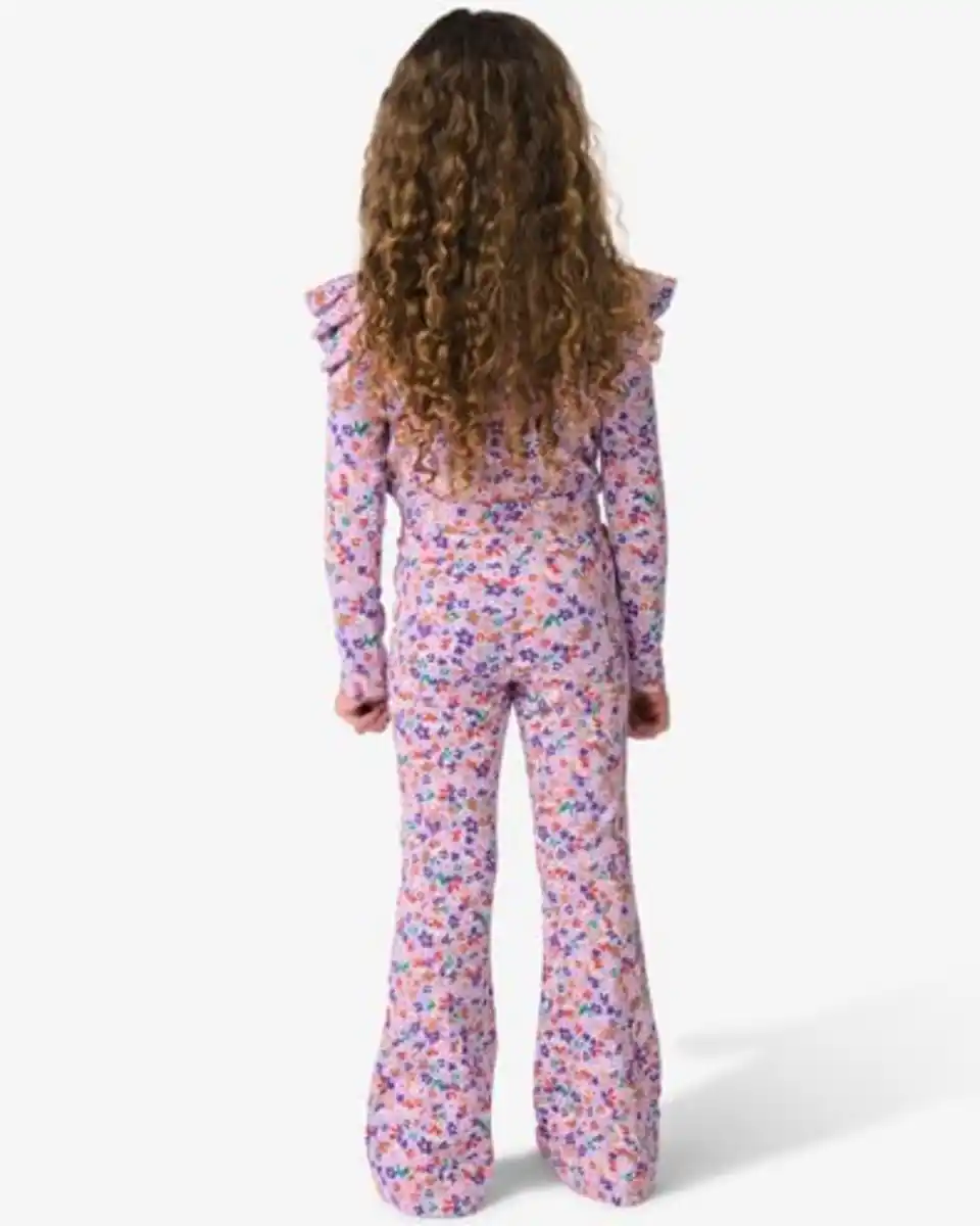 Bild 4 von Ausgestellte Kinderleggings gerippt mit Blumen lavendel