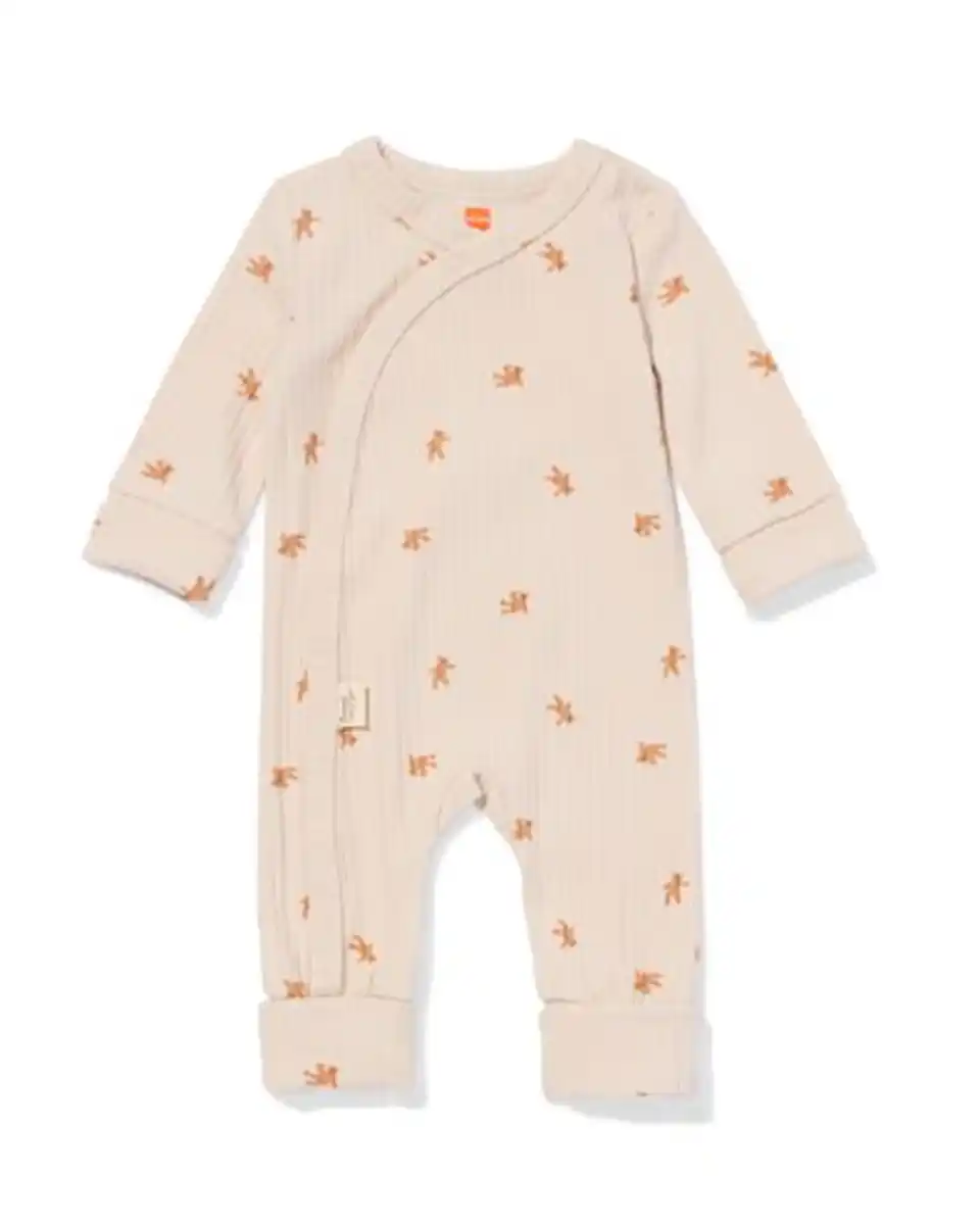 Bild 1 von Newborn-Strampler zum Mitwachsen, LENZING™ ECOVERO™, gerippt, Bären ecru