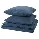 Bild 1 von DOFTAKLEJA Bettwäsche-Set, 3-teilig, dunkelblau/hellbraun, 240x220/80x80 cm