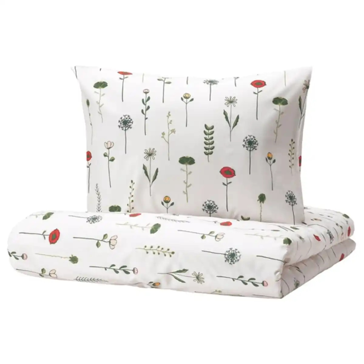 Bild 1 von NATTSLÄNDA Bettwäsche-Set, 2-teilig, Blumenmuster bunt, 140x200/80x80 cm