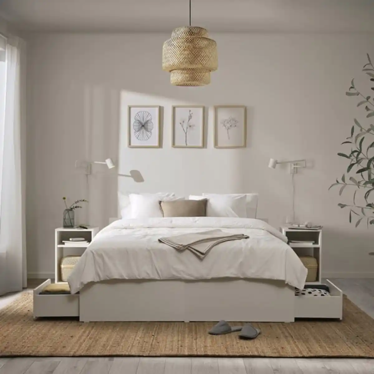 Bild 2 von VIHALS Bettgestell +4 Schubl/Mitba/Fedhzra, weiß/Luröy, 140x200 cm