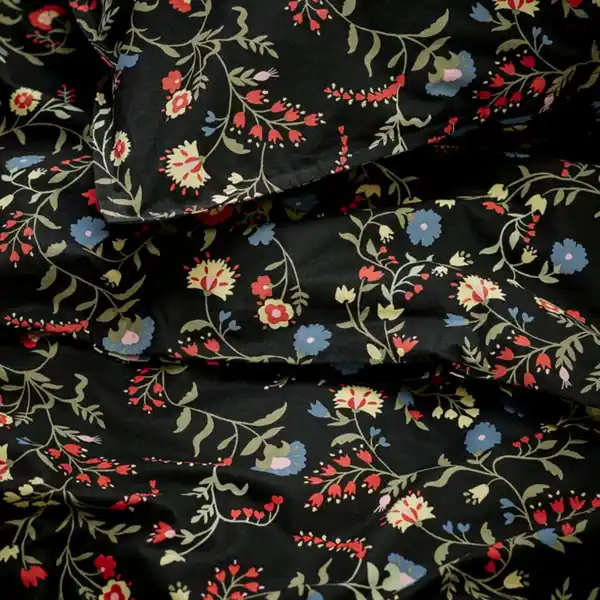 Bild 2 von BRUDKRUSBÄR Bettwäsche-Set, 2-teilig, schwarz bunt/Blumenmuster, 140x200/80x80 cm