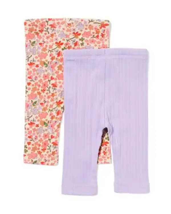 Bild 2 von Babyleggings mit Blumen – 2 Stück violett