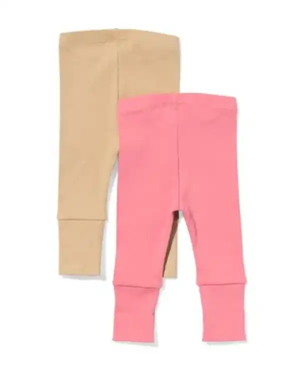 Bild 2 von Mitwachsende Babyleggings mit Rippstruktur – 2 Stück rosa