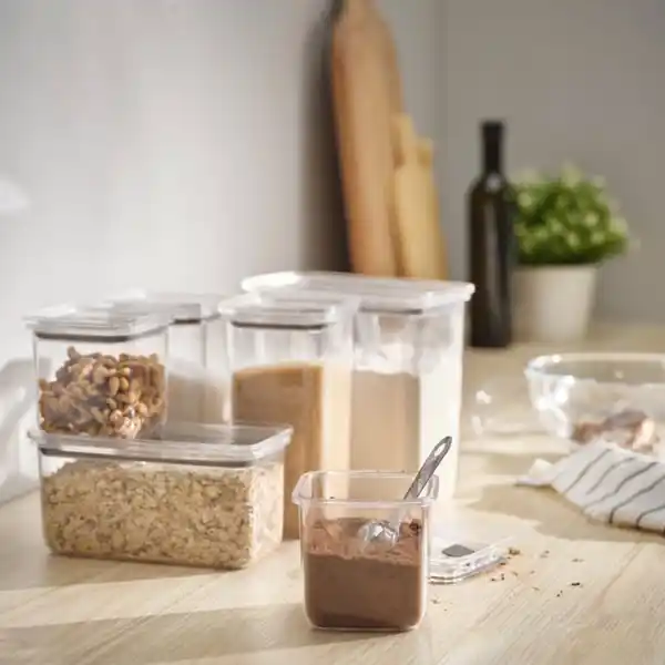 Bild 2 von KORALLVIPPA Vorratsbehälter mit Deckel, 6er-Set, transparent