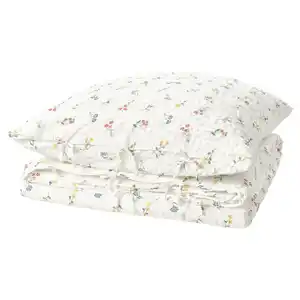 PILDVÄRGMAL Bettwäsche-Set, 2-teilig, weiß/Blumenmuster, 155x220/80x80 cm
