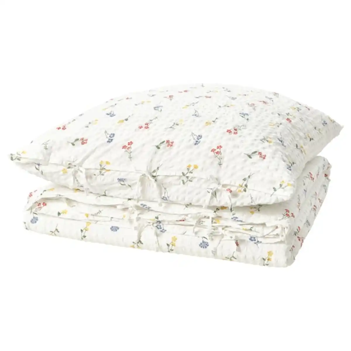 Bild 1 von PILDVÄRGMAL Bettwäsche-Set, 2-teilig, weiß/Blumenmuster, 155x220/80x80 cm