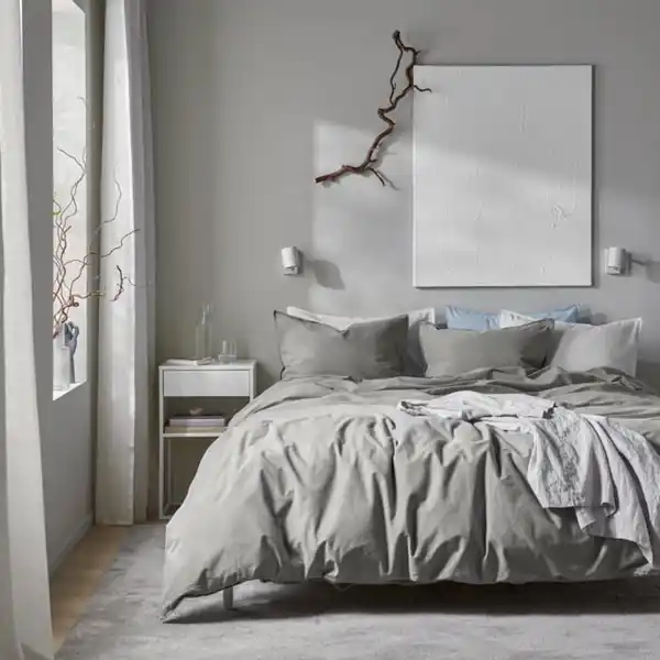 Bild 2 von ÄNGSLILJA Bettwäsche-Set, 2-teilig, grau, 155x220/80x80 cm