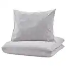 Bild 1 von NATTSLÄNDA Bettwäsche-Set, 2-teilig, Blumenmuster grau/weiß, 140x200/80x80 cm