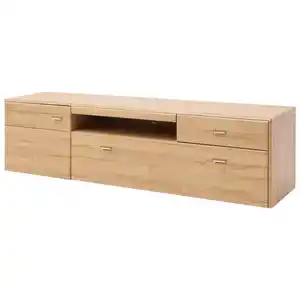 Cantus Lowboard, Eiche, Holzwerkstoff, 1 Fächer, 2 Schubladen, 205x55x52 cm, Wohnzimmer, Wohnwände, Lowboards