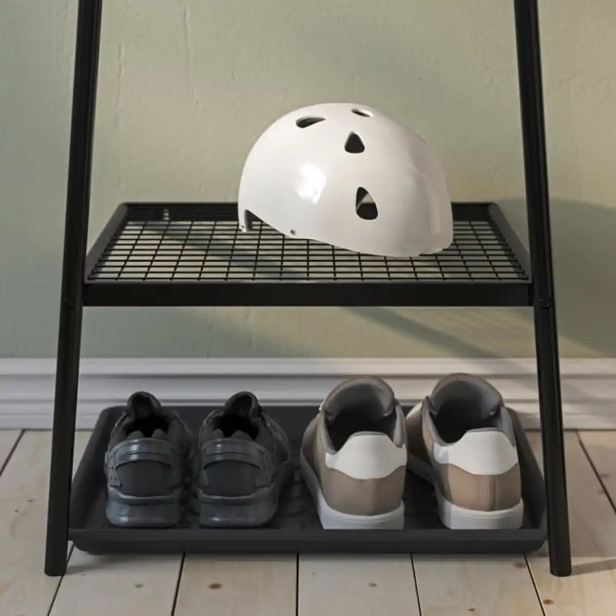 Bild 4 von ÄLGANÄS Garderobenständer + Schuhaufbewahr., schwarz, 46x39x166 cm