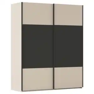 Novel Schwebetürenschrank, Weiß, Graphit, Holzwerkstoff, 7 Fächer, 162x223x68 cm, Typenauswahl,  umfangreiches Zubehör erhältlich, in verschiedenen Größen und Holzdekoren erhältlich, Schlafzi