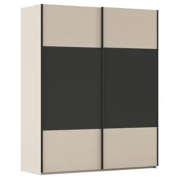 Bild 1 von Novel Schwebetürenschrank, Weiß, Graphit, Holzwerkstoff, 7 Fächer, 162x223x68 cm, Typenauswahl,  umfangreiches Zubehör erhältlich, in verschiedenen Größen und Holzdekoren erhältlich, Schlafzi