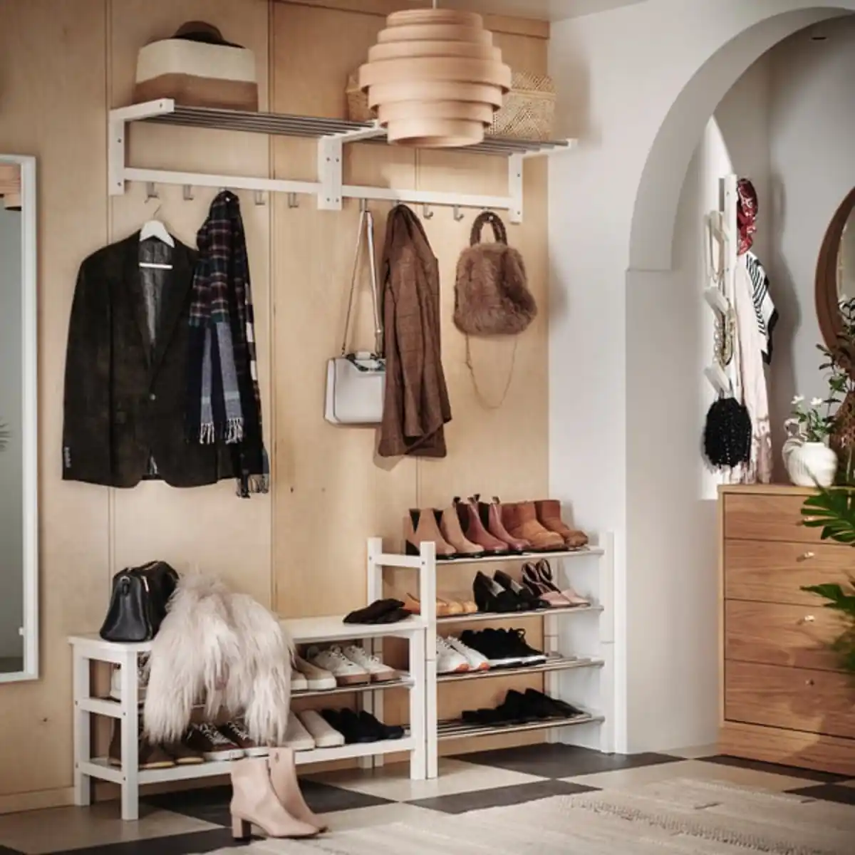 Bild 2 von TJUSIG Bank mit Schuhablage, weiß, 108x34x50 cm