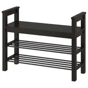 HEMNES Bank mit Schuhablage, schwarzbraun, 85x32x65 cm