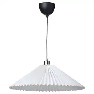 KUDDLAVA / SKAFTET Hängeleuchte, plissiert weiß, 59 cm