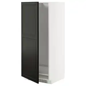 METOD Hochschrank f Kühl-/Gefrierschrank, weiß/Bodbyn schwarz, 60x60x140 cm