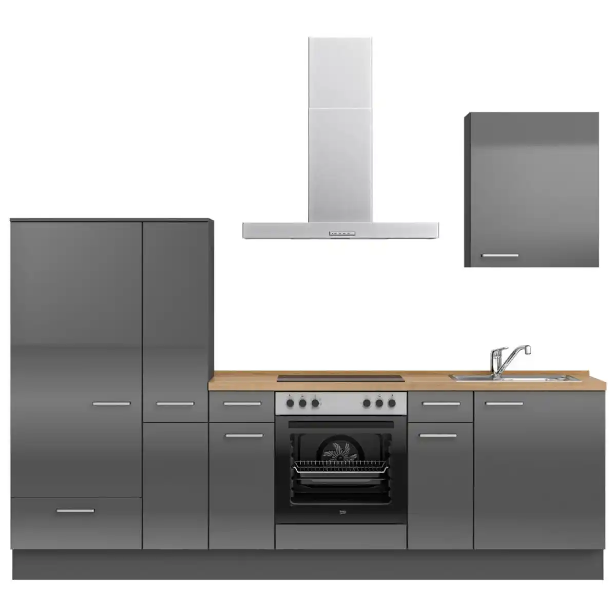 Bild 1 von Nobilia Küchenleerblock Flash, Eiche, Schiefer, Metall, 3 Schubladen, nur wie online abgebildet bestellbar, 270 cm, Blauer Engel, Pefc, Goldenes M, Made in Germany, DGM-Klimapakt, seitenverkehrt erh