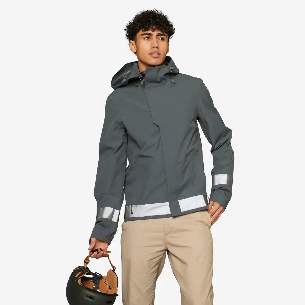 Bild 1 von BTWIN Fahrrad Regenjacke City 540 Herren sichtbar bei Nacht grün