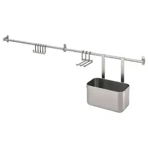 KUNGSFORS Stangen mit Haken + 1 Behälter, Edelstahl, 112 cm