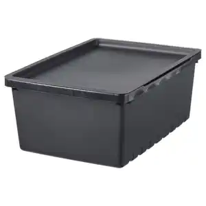 UPPSNOFSAD Box mit Deckel, schwarz, 35x25x14 cm/9 l