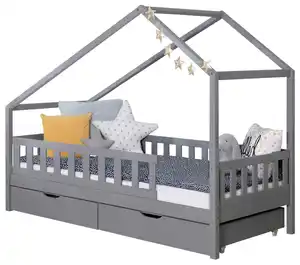 Hausbett Lou ca. 90x200 cm Holz Hellgrau, Hellgrau