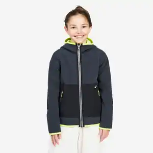TRIBORD Fleecejacke Segeln Kinder warm wendbar 500 grau/neongelb