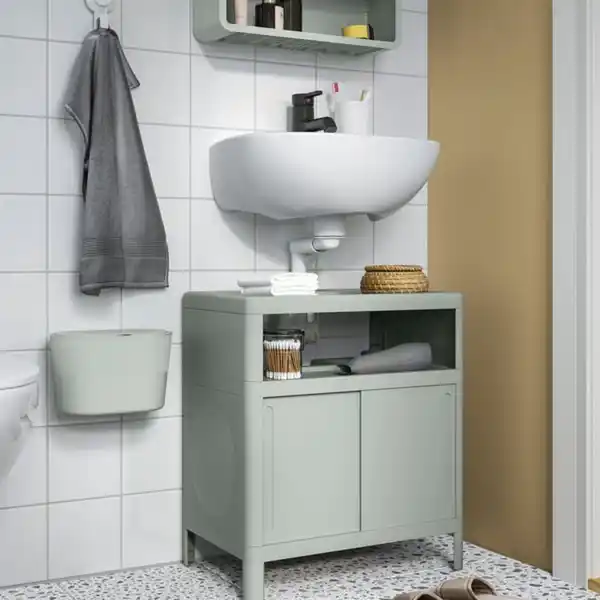 Bild 2 von KINNASJÖ Abfalleimer, mit Deckel selbstklebend/grün, 4 l