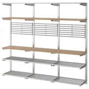 KUNGSFORS Aufhängeschiene + Boden/Wandgitter, Edelstahl/Esche