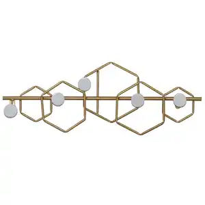 Mid.you Wandgarderobe, Weiß, Gold, Metall, Holzwerkstoff, teilmassiv, Uni, 55x21x7 cm, Garderobe, Garderobenleisten & Garderobenhaken