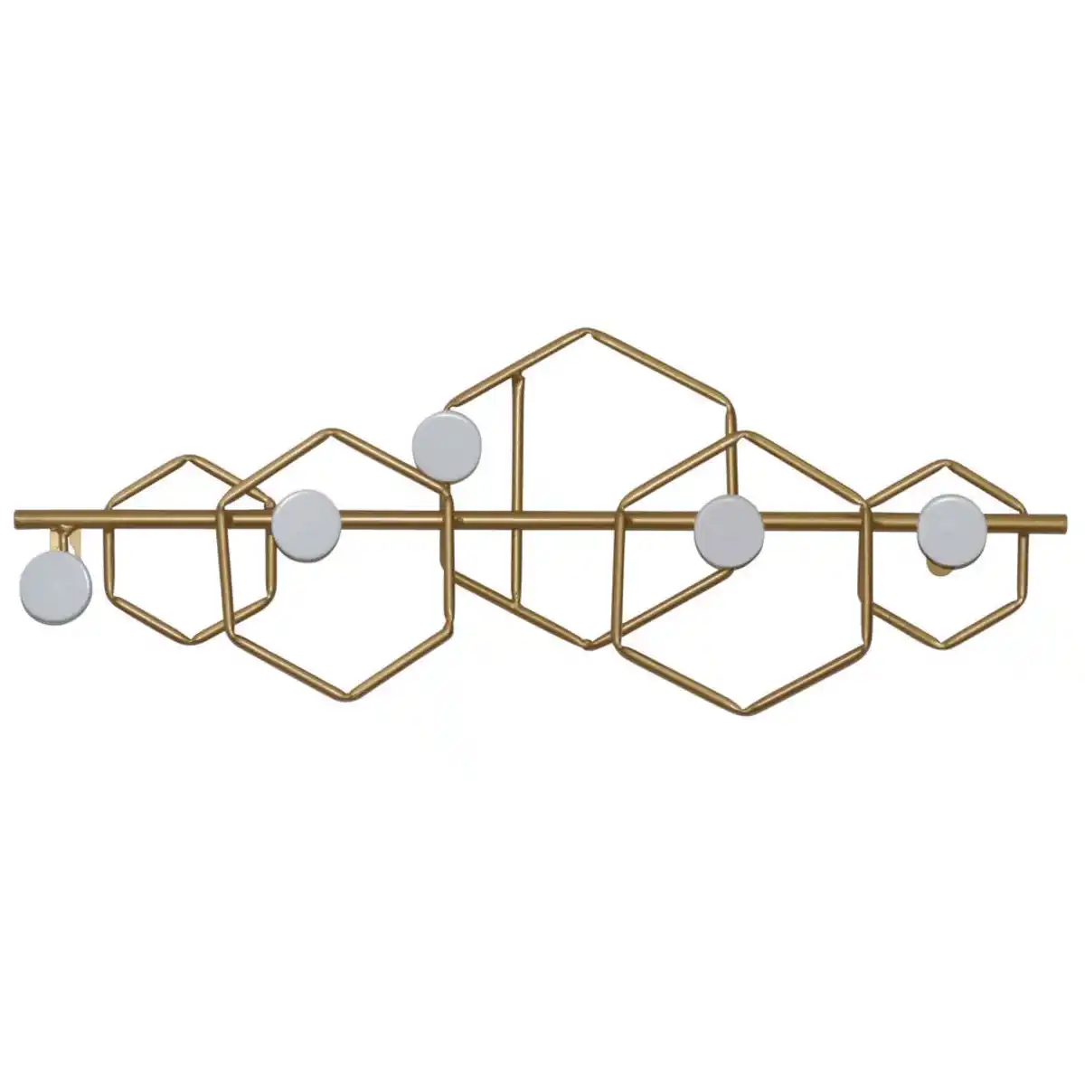 Bild 1 von Mid.you Wandgarderobe, Weiß, Gold, Metall, Holzwerkstoff, teilmassiv, Uni, 55x21x7 cm, Garderobe, Garderobenleisten & Garderobenhaken