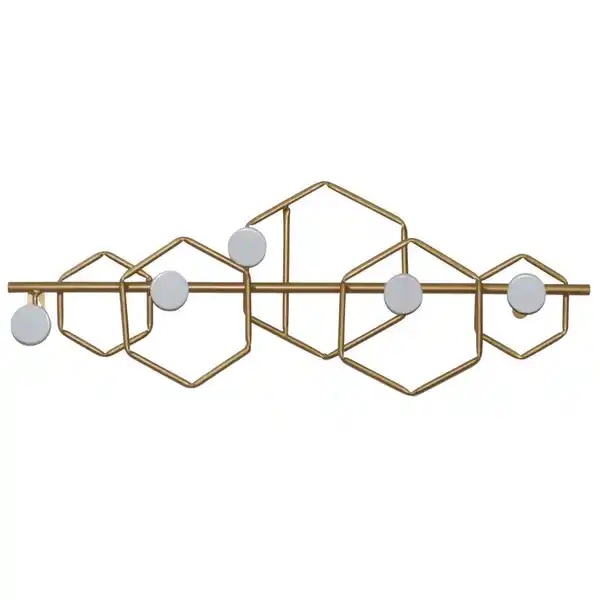 Bild 1 von Mid.you Wandgarderobe, Weiß, Gold, Metall, Holzwerkstoff, teilmassiv, Uni, 55x21x7 cm, Garderobe, Garderobenleisten & Garderobenhaken