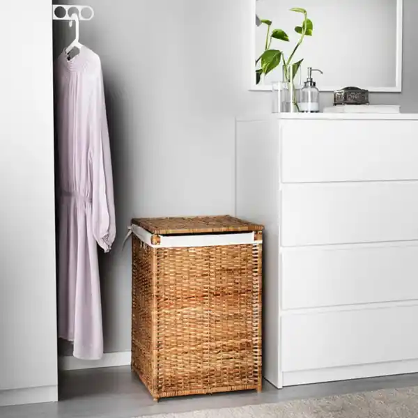 Bild 4 von BRANÄS Wäschekorb, gefüttert, Rattan, 80 l