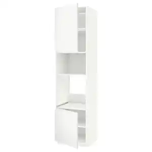 METOD HS f Ofen/Mikro m 2 Türen/Böden, weiß/Voxtorp matt weiß, 60x60x240 cm
