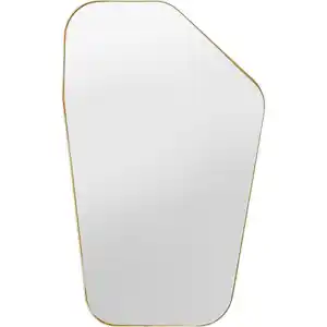 Kare-Design Wandspiegel, Transparent, Messing, Metall, Glas, konisch, 64x95x3 cm, senkrecht und waagrecht montierbar, Spiegel, Wandspiegel