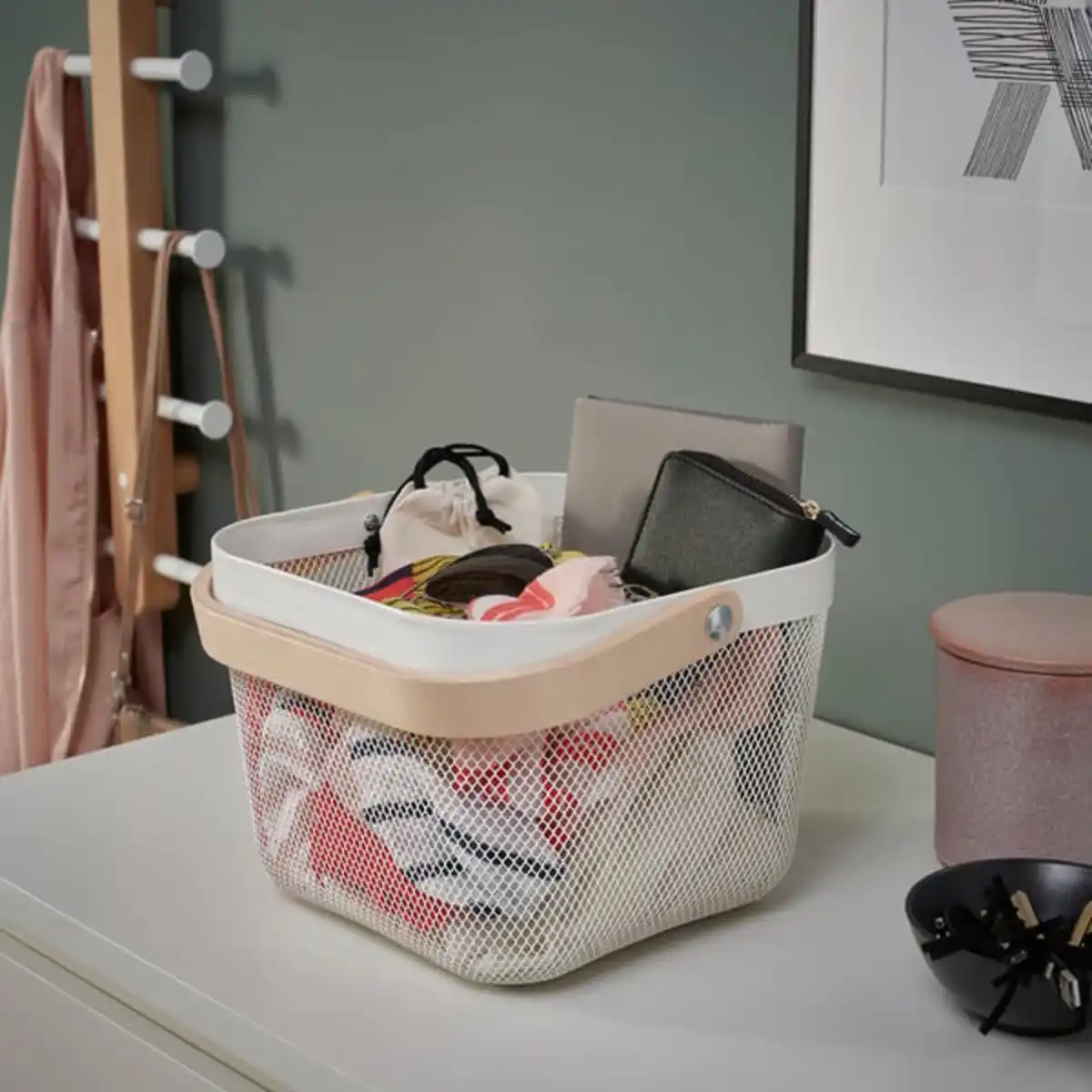 Bild 2 von RISATORP Korb, weiß, 25x26x18 cm