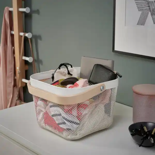 Bild 2 von RISATORP Korb, weiß, 25x26x18 cm