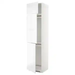 METOD Hochschrank f Kühl/Gefrierschr+3Tür, weiß/Voxtorp Hochglanz/weiß, 60x60x240 cm