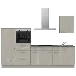 Nobilia Küchenleerblock Riva, Grau, Schiefer, Hellgrau, Metall, 8 Schubladen, nur wie online abgebildet bestellbar, 300 cm, Blauer Engel, Pefc, Goldenes M, Made in Germany, DGM-Klimapakt, seitenverk