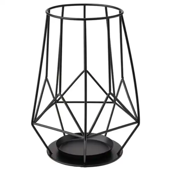 Bild 1 von PÄRLBAND Kerzenständer für Blockkerze, schwarz, 21 cm