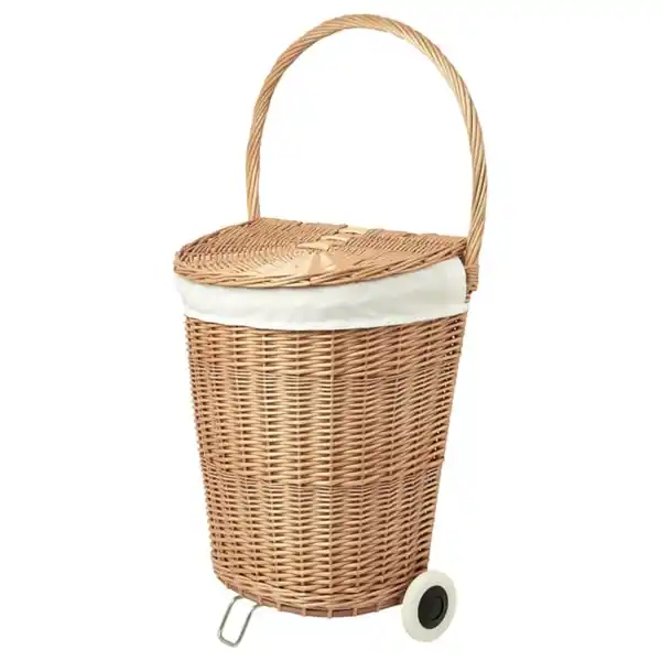 Bild 1 von TOLKNING Wäschekorb mit Rollen, Handarbeit Salweide, 31 l