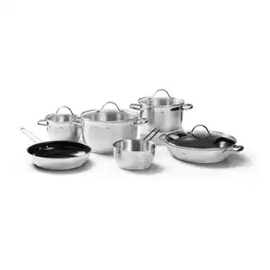 Homeware Profession. Kochtopfset, Edelstahl, Metall, 6-teilig, 16 cm,20 cm,16 cm, 1.5 L,3.0 L,5.0 L,1.0 L, rund, Lfgb, Messskala, PFAS-frei, PFOA-frei, Kochen, Töpfe, Topfsets