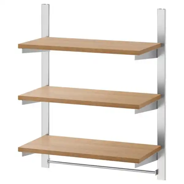 Bild 1 von KUNGSFORS Aufhängeschiene, Böden + Stange, Edelstahl/Esche