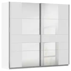 Schwebetürenschrank Caspio Grau/Weiß, Grau, Weiß