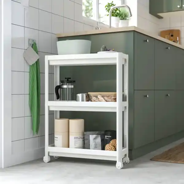 Bild 4 von KINNASJÖ Abfalleimer, mit Deckel selbstklebend/grün, 4 l