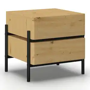 Nachttisch Jasmina Schwarz/Eichefarben MDF, Schwarz, Eichefarben