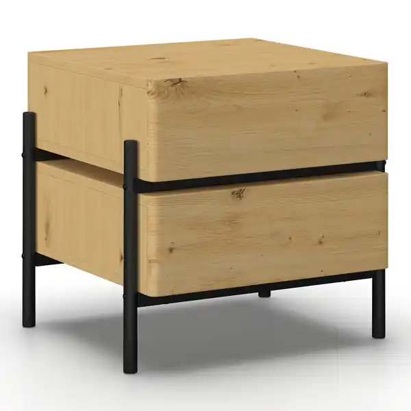 Bild 1 von Nachttisch Jasmina Schwarz/Eichefarben MDF, Schwarz, Eichefarben