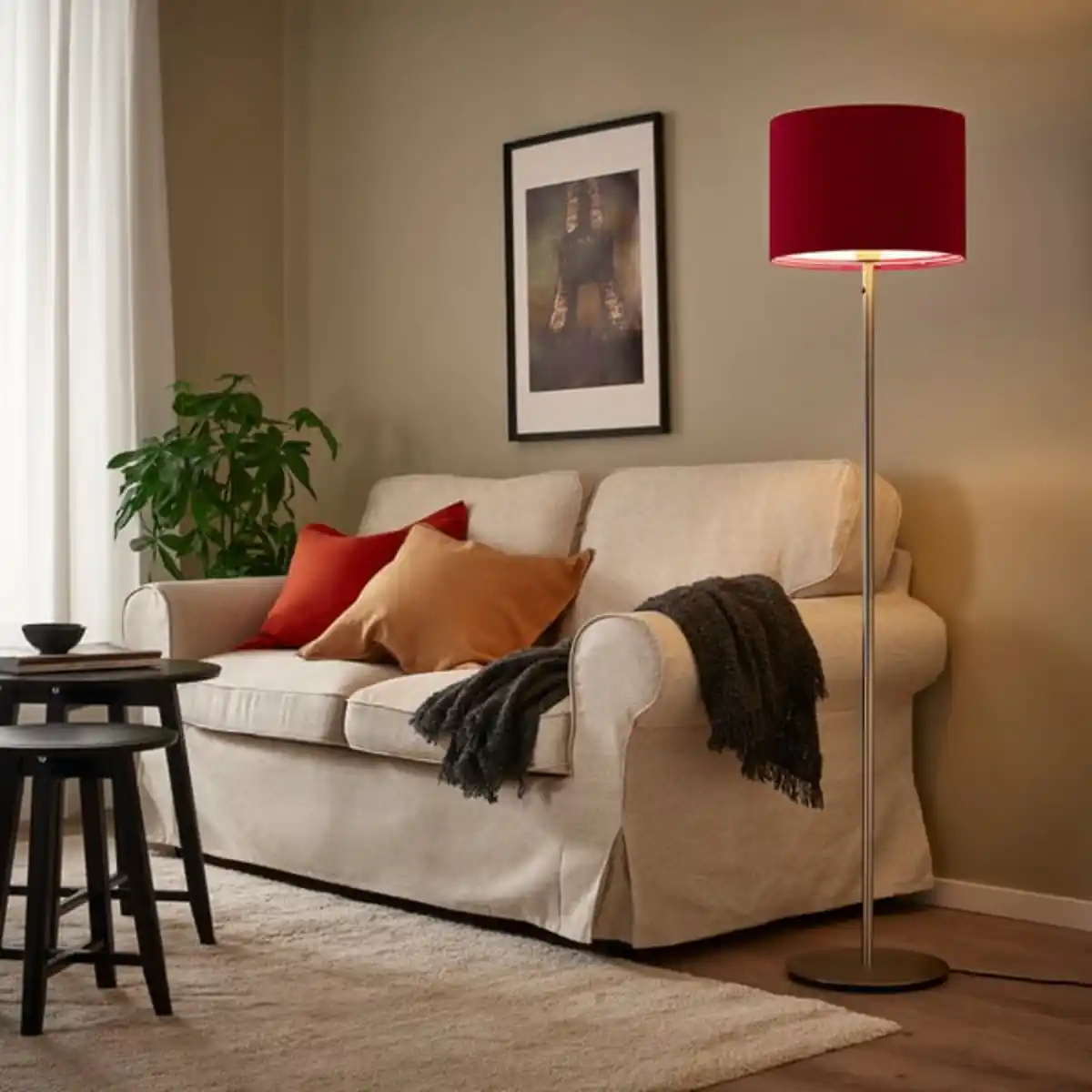 Bild 3 von MOLNSKIKT Leuchtenschirm, dunkelrot Samt, 33 cm