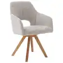 Bild 1 von Voleo Armlehnstuhl, Wildeiche, Hellgrau, Holz, Textil, Wildeiche, massiv, eckig, Drehkreuz, 57x84x57 cm, Sitzfläche 180° drehbar, Stoffauswahl, Stühle